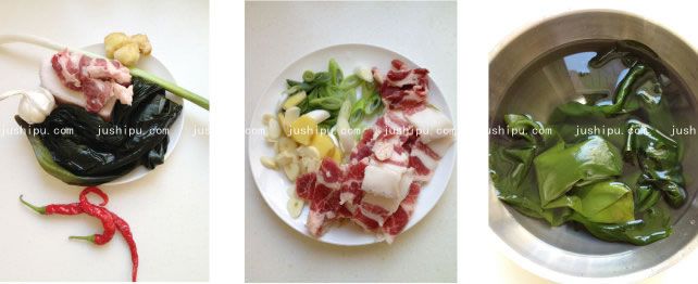 五花肉酥海带的做法 www.meitianmeiwei.com