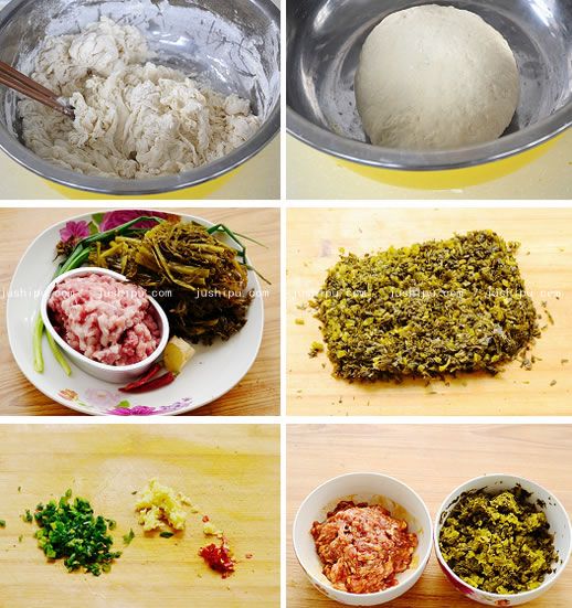 雪菜鲜肉馅蒸饺的做法 www.meitianmeiwei.com