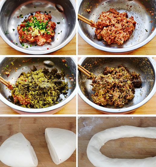 雪菜鲜肉馅蒸饺的做法 www.meitianmeiwei.com
