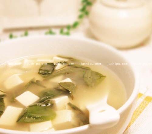 西湖莼菜豆腐羹的做法 www.meitianmeiwei.com